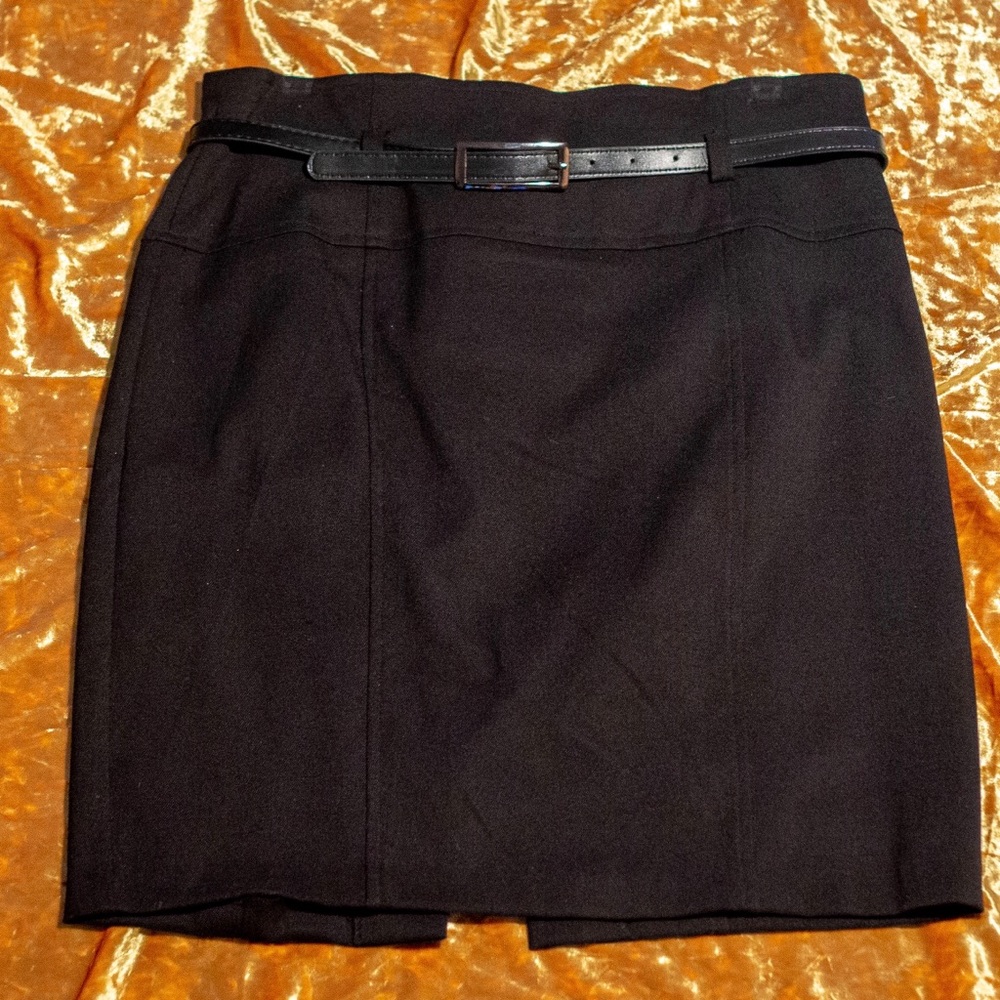 Black Pencil Skirt with Belt